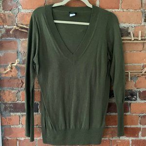 Olive Green Jcrew Vneck Sweater